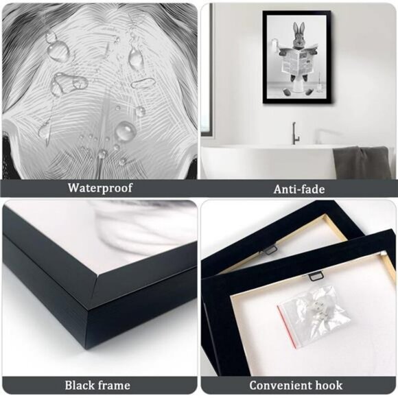 Funny Bathroom Wall Art Sign Guest Bathroom Decor Black Framed 8x10 Inches - Picture 6 of 7